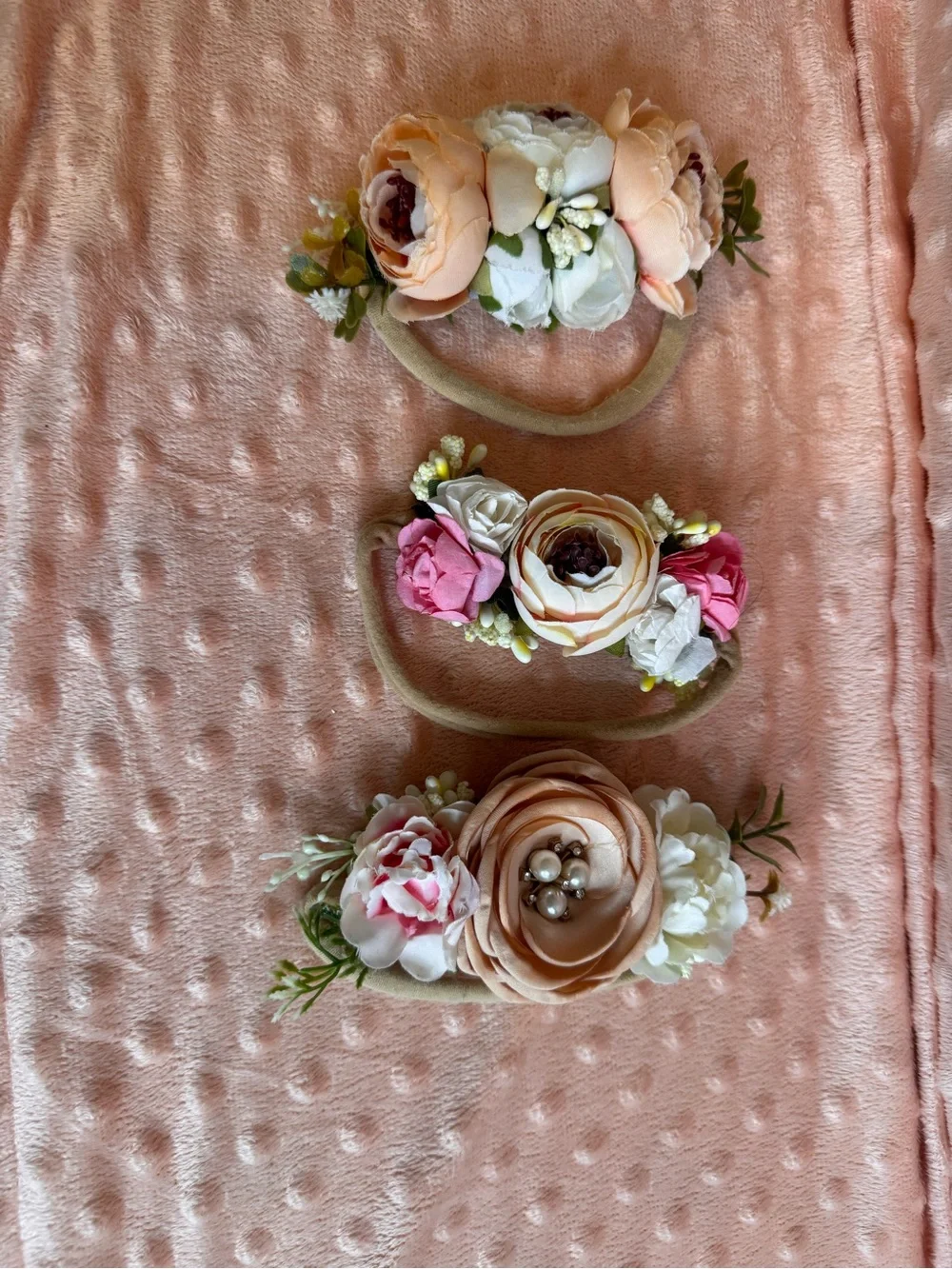 Floral Hair bands Set - Blush, Pink & Cream